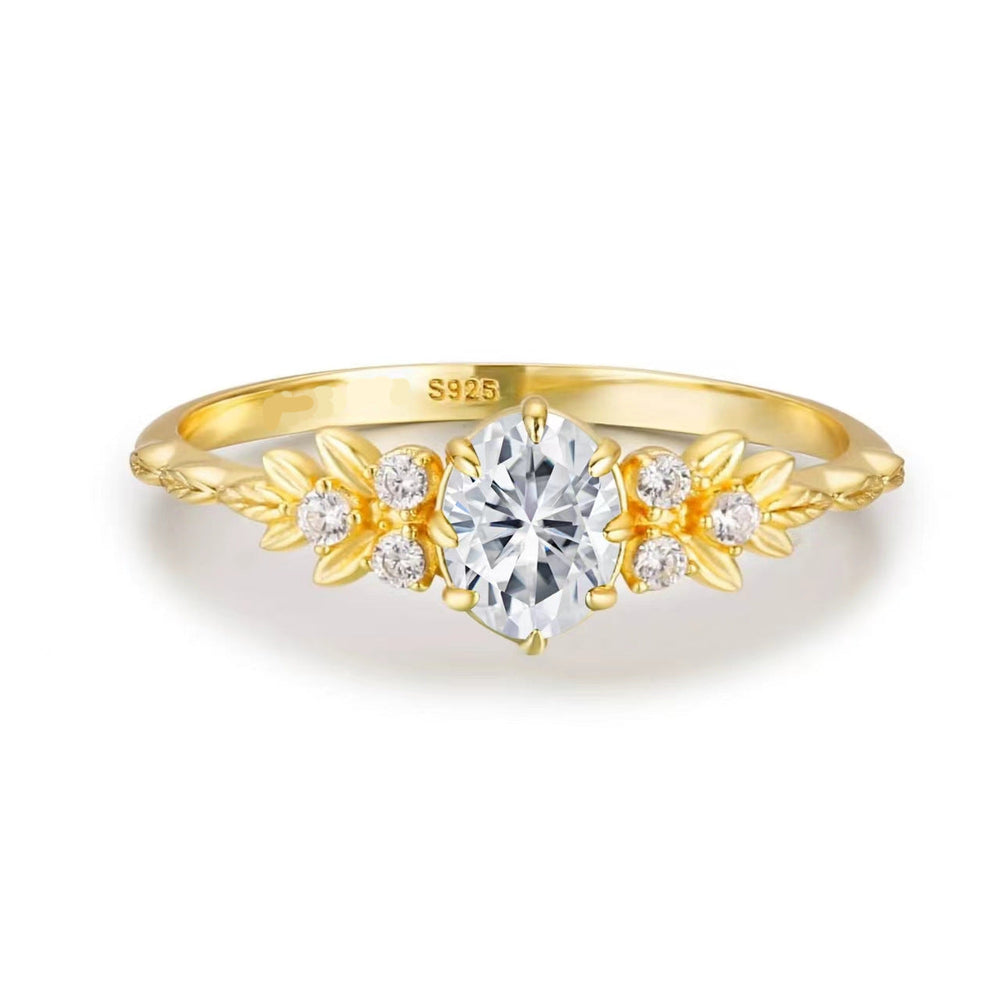 Elegant trädlöv guldpläterad ring