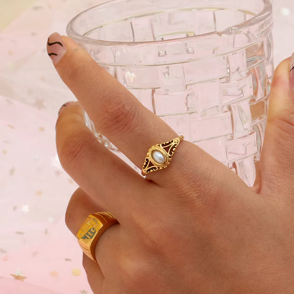 Vintage Prinsessring med en Naturlig Pärla